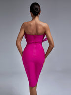 Nathalia Strapless Bandage Dress with Feather Detail