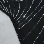 Nathalie Mesh Rhinestone Feather Dress with Long Sleeves