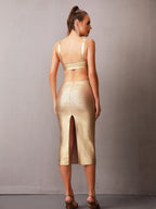 Penelope Gold Bandage Cut Out Dress