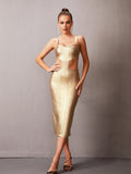 Penelope Gold Bandage Cut Out Dress