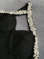 Sonia One Shoulder Rhinestone Bandage Dress - Rhinestone Detail