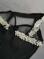 Sonia One Shoulder Rhinestone Bandage Dress - Rhinestone Detail