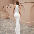 Sequin Gown Dress with Statement Maker Halter