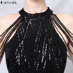Sequin Gown Dress with Statement Maker Halter