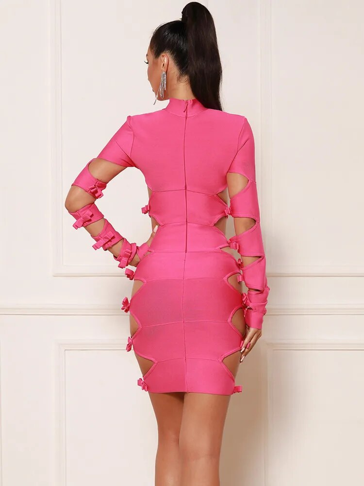 Vivien Bandage Dress with Long Sleeves and Cut Outs