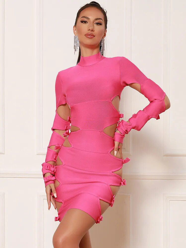 Vivien Bandage Dress with Long Sleeves and Cut Outs