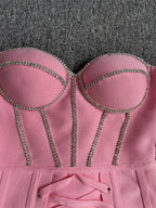 Xenia Bandage Dress with Laced Up Rhinestone Detail