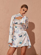 Sybil Satin Printed Mini Dress