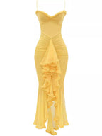 Nora Premium Maxi Dress with Spaghetti Straps and Ruffles Elevated Occasion Wear