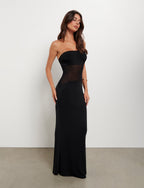 Strapless Floral Print Bodycon Tube Maxi Dress