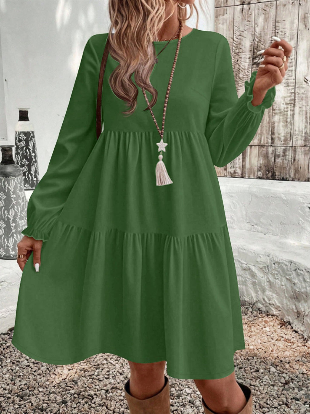 Solid Color Short Dress