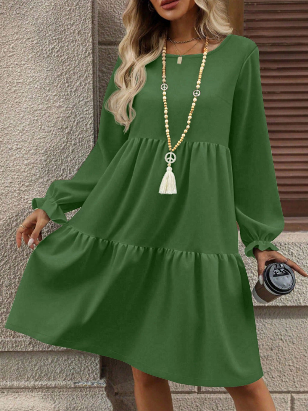 Solid Color Short Dress