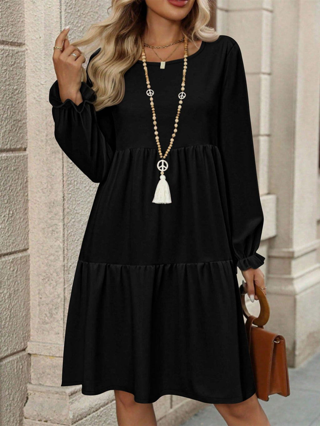 Solid Color Short Dress