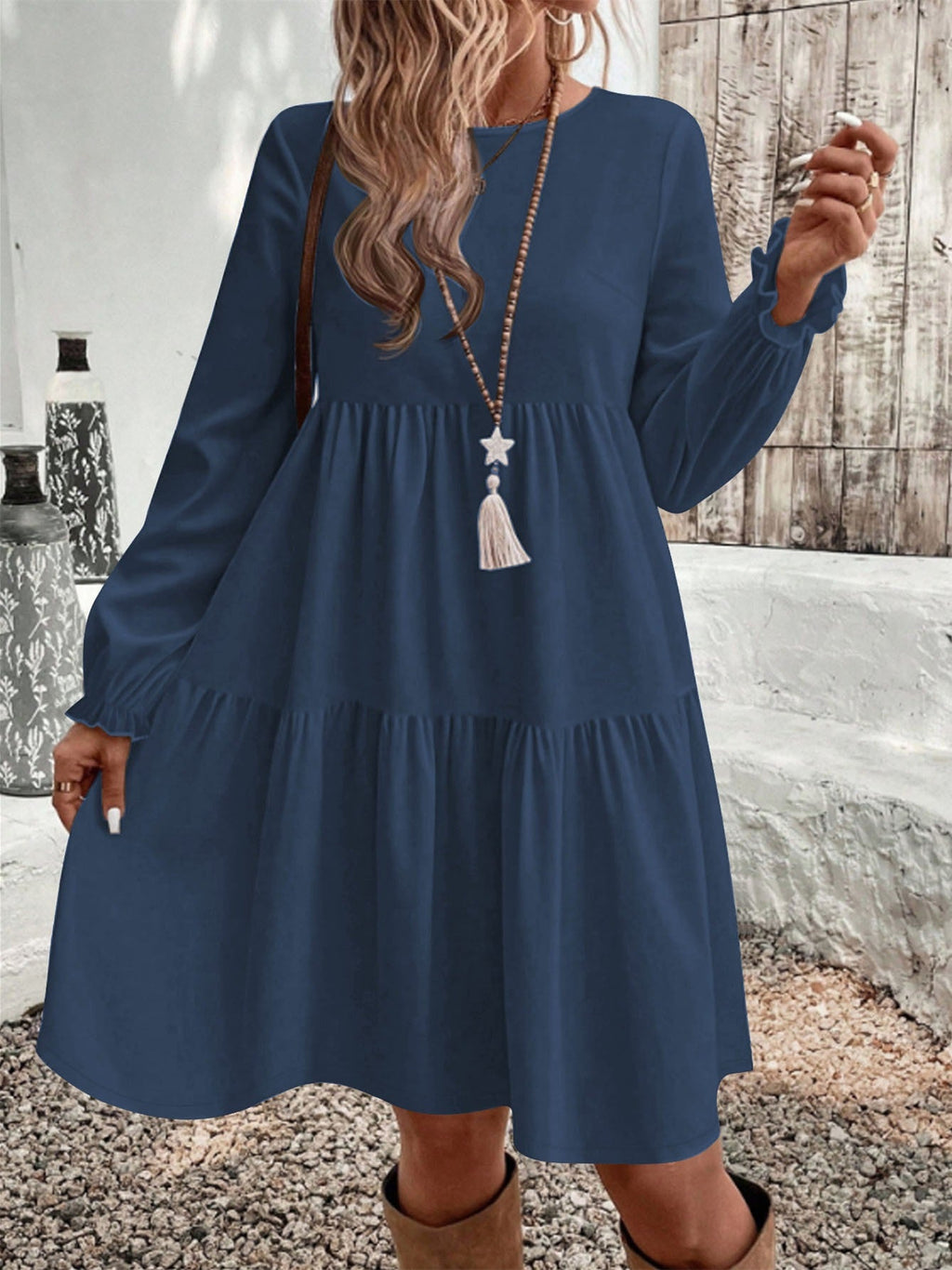 Solid Color Short Dress