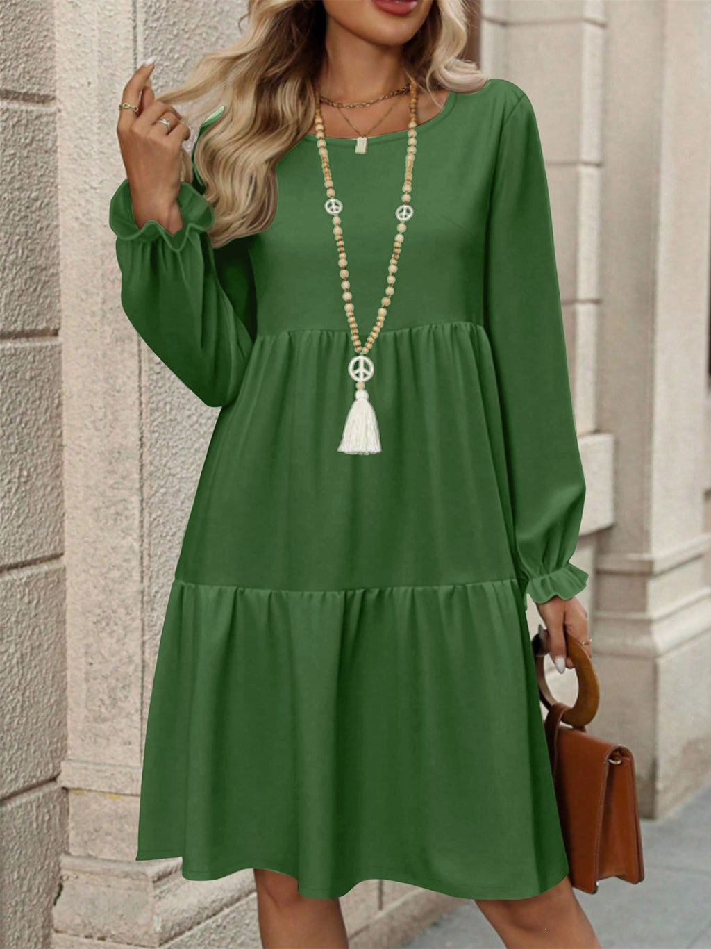 Solid Color Short Dress
