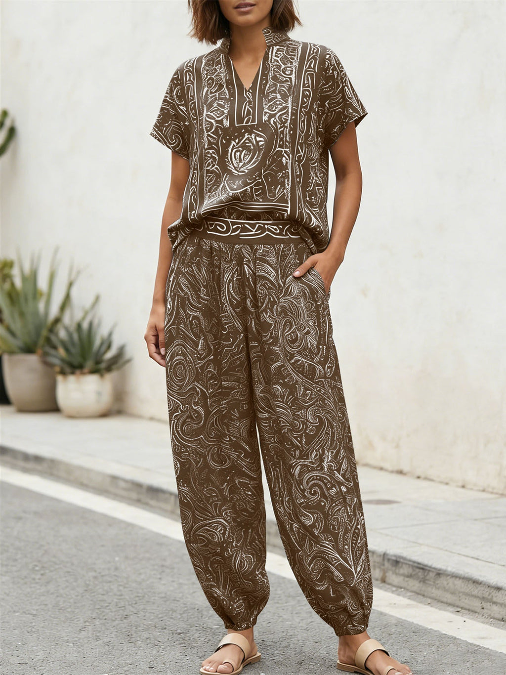 Niche Abstract Print Women's Two-Piece Set