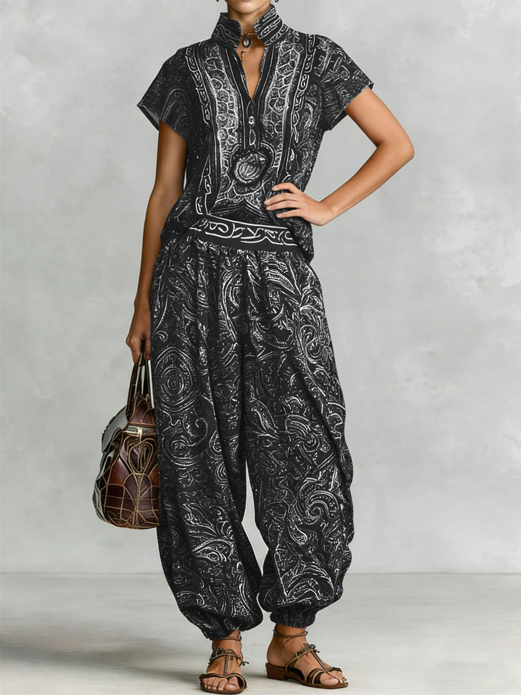 Niche Abstract Print Women's Two-Piece Set