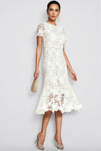 Nolaty beige Lace Mermaid Maxi Dress