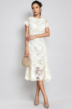 Nolaty beige Lace Mermaid Maxi Dress