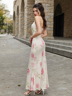 Tie Front Floral Print Bodycon Cami Dress