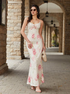 Tie Front Floral Print Bodycon Cami Dress