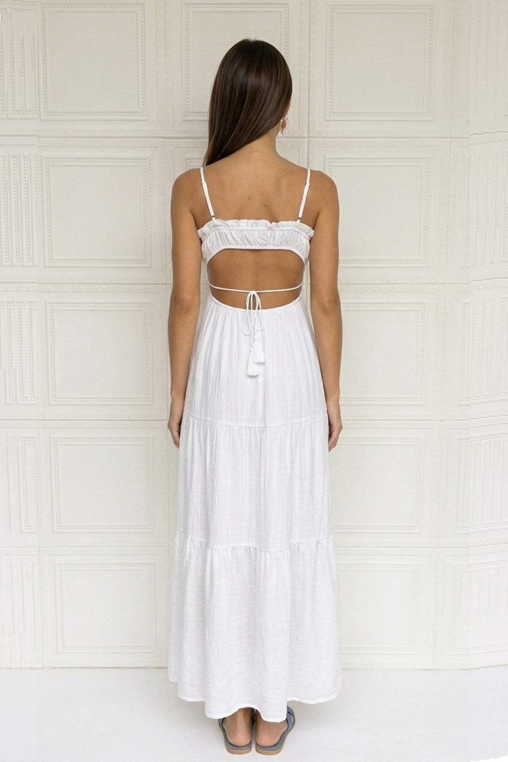 Tie-up Cutout Tiered Cami Dress