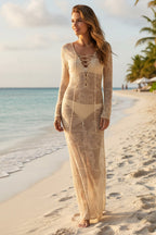Tie-up Knit Slit Cover-up Dress