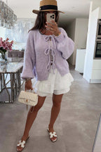 Tie-up Lantern Sleeve Cardigan