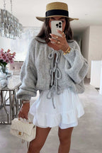 Tie-up Lantern Sleeve Cardigan