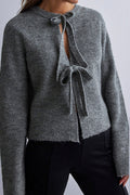 Tie-up Ribbed Knit Short Cardigan