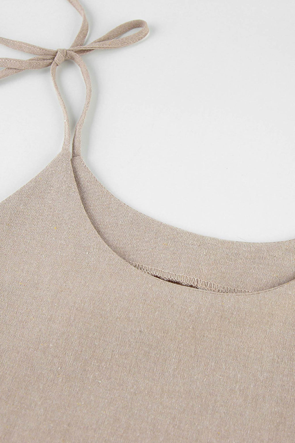 Linen Tie Shoulder Spaghetti Strap Empire Waist Babydoll Mini Dress