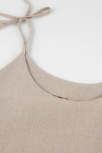 Linen Tie Shoulder Spaghetti Strap Empire Waist Babydoll Mini Dress