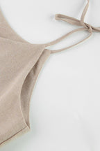 Linen Tie Shoulder Spaghetti Strap Empire Waist Babydoll Mini Dress
