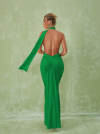 Toula Backless Maxi Dress In Green