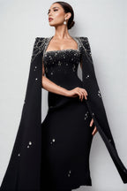 Tegany Beaded Chain Sleeve Maxi Dress