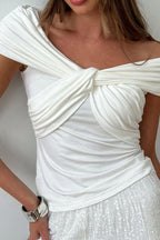 Twisted-front Drop Shoulder Tops