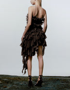 Halter Neck Tiered Ruffle Asymmetric Mini Dress