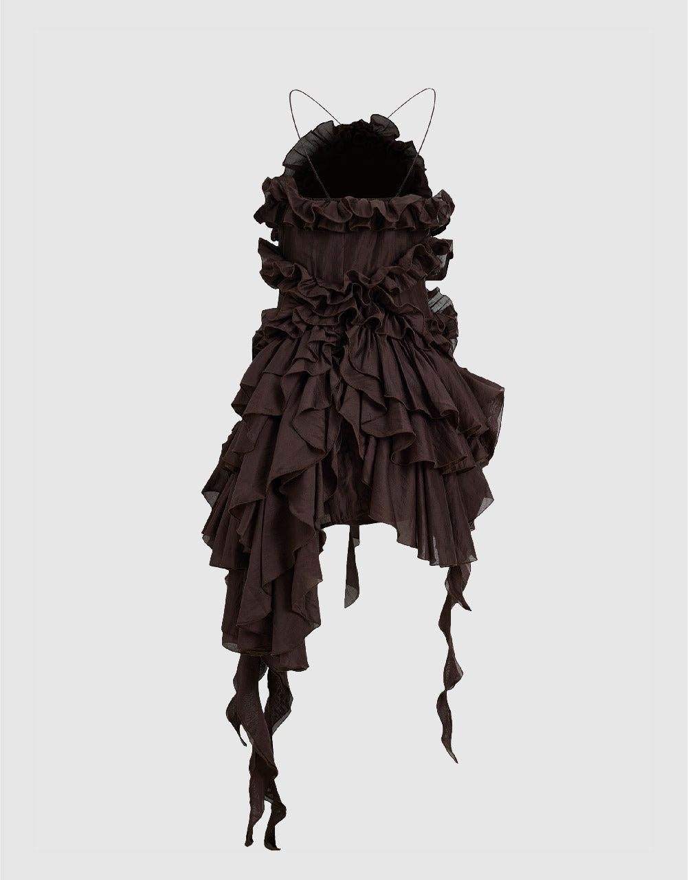 Halter Neck Tiered Ruffle Asymmetric Mini Dress