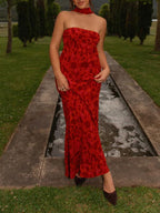 Satin Strapless Choker Neck Mermaid Maxi Gown