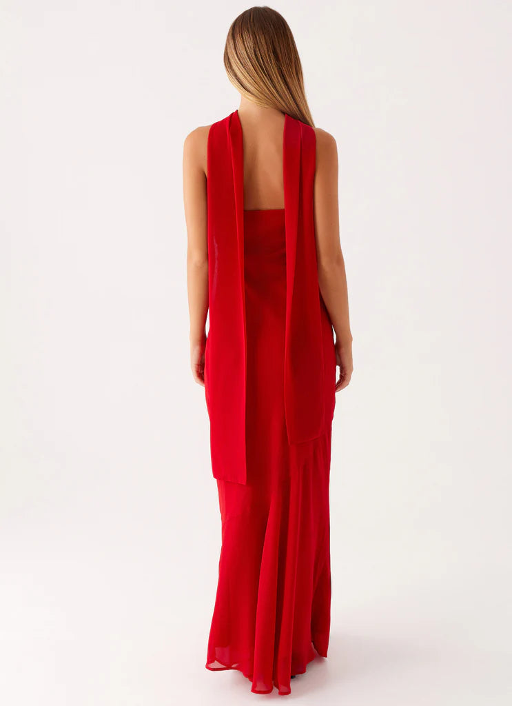 Satin Strapless Choker Neck Mermaid Maxi Gown