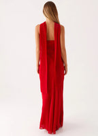 Satin Strapless Choker Neck Mermaid Maxi Gown