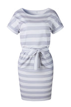 Boat Neck Short Sleeve Belted Bow Waist Pencil Midi Dress