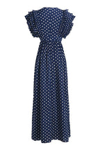 Deep V-Neck Tiered Ruffle Flutter Sleeve Gathered Maxi Gown