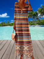 Harriet Aesthetic Long Sleeve Print Dress Elevated Occasion Wear