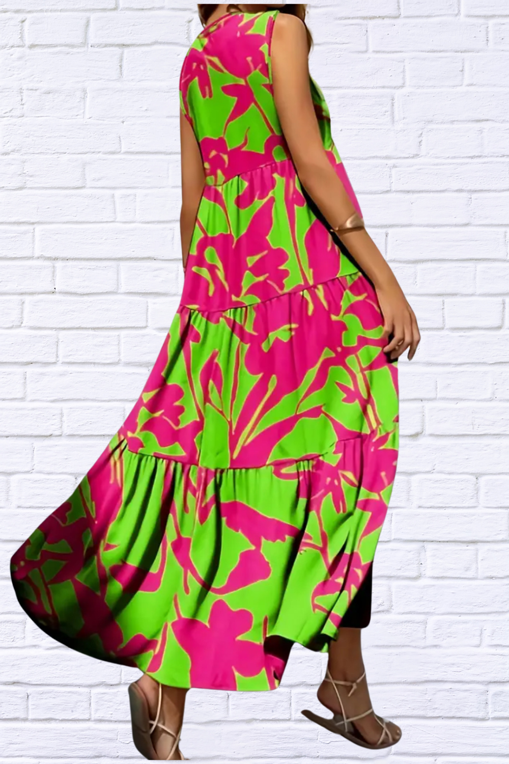 Elegant Sleeveless Vacation Dress _ Bold, Vibrant, and Effortlessly Chic