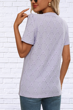 Eyelet Notched Short Sleeve Top