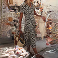 Alina Minimalist Long Dress with Leopard Print Designer Edit