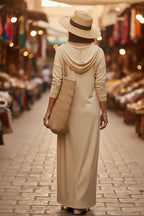 V Neck Drawstring Hooded Dress