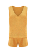 V Neck Knit Tank Top Shorts Suits