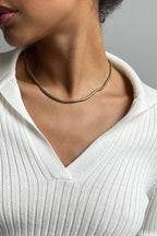 V Neck Lapel Ribbed Knit Top